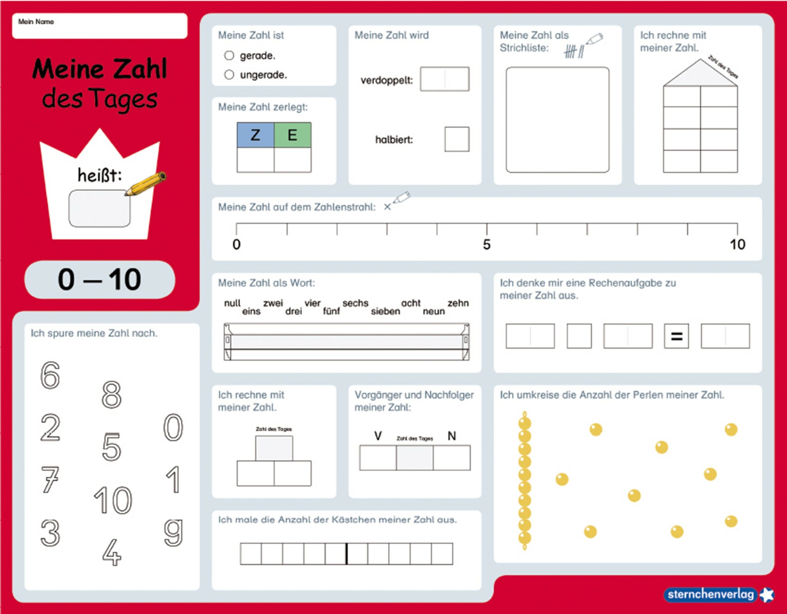 ☆ Meine Zahl des Tages –  0-10, 0-20, 0-100, 0-1000